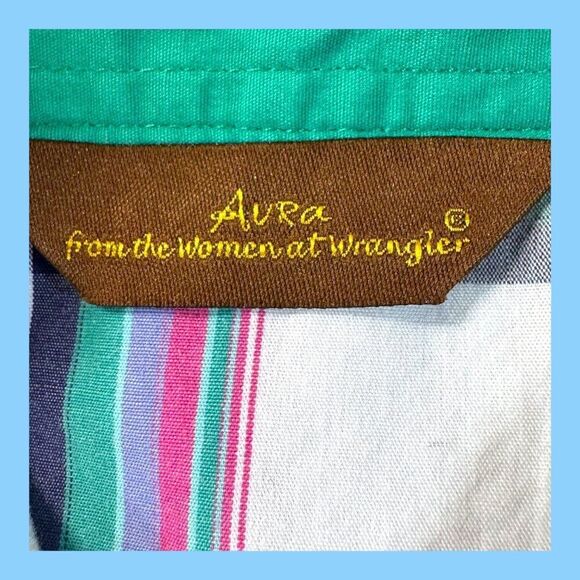 Aura Wrangler Womens Long-Sleeve Plaid Shirt Button Front L 100% Cotton Green - Picture 4 of 6